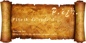Pitrik Árpád névjegykártya